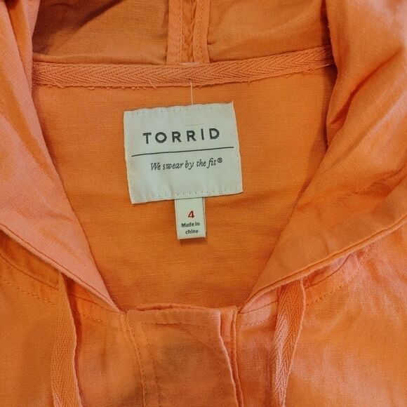 Torrid ORANGE PEACH LINEN HOODED ANORAKDETAILS - Picture 8 of 10
